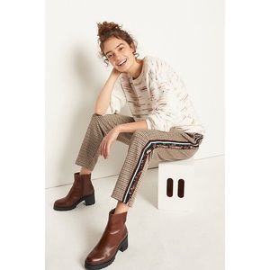 NWT Anthropologie Maeve Bettie Joggers in Brown Plaid, Size S